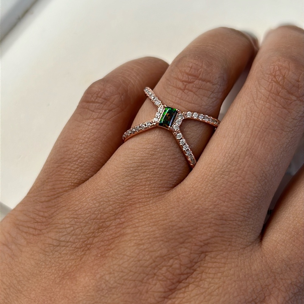 Lab Grown Black Fire Opal Ring